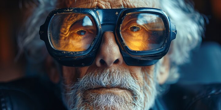 A man completely lost in music with headphones under captivating cool blue lighting, emanating a serene, nocturnal vibe