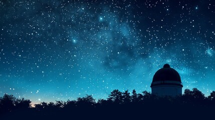 A dome in the foreground against a starry midnight sky