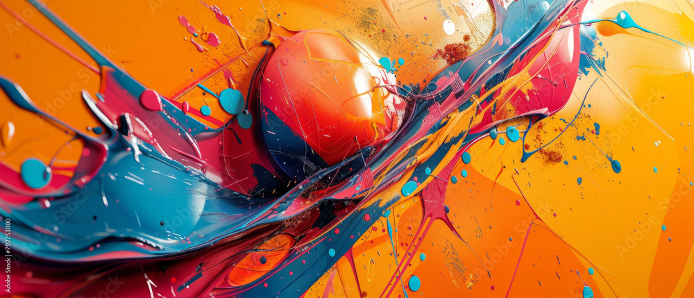 Poster the fusion of technology and creativity through the creation of abstract paintings by a robot artist