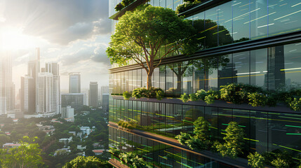 Sustainable green building. Eco-friendly building 