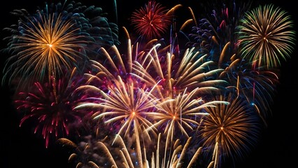 Fireworks at Night, Celebration background with colorful fireworks