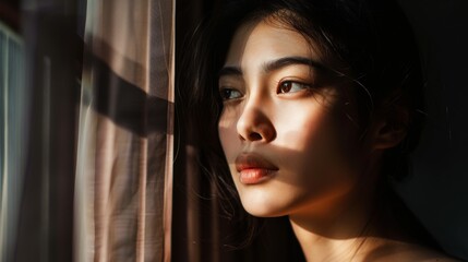 Woman Contemplating by Sunlit Window