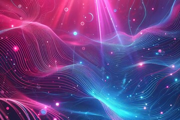 Fototapeta premium abstract wave background with glowing particles, 3d render abstract background