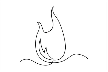 Continuous one line drawing of fire in the middle of a white background. line bonfire art Vector illustration 