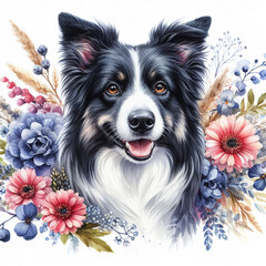 Obraz premium 흰 배경, 보더콜리 (White background, Border Collie)