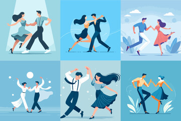 illustration of couple dancing together. flat vector illustration