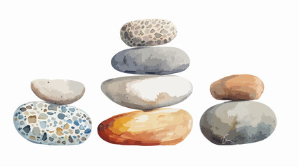 Fototapeta na wymiar Stone Balance. Pyramid of pebbles. Four shapes textur