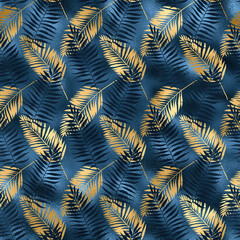 Blue and Gold Leopard Digital Paper, Pattern Digital Paper