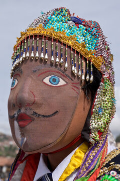 Native Quechua people celebrate the day of San Jeronimo, the patron saint of the city, San Jeronimo District, Cusco, Peru, South America