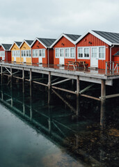 Colorful Fishing Huts On a Dock in Norway