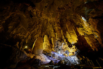 A beautiful of stalagmite and stalactite at Phu Pha Petch cave