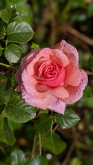 Spring Rose with Water Drops