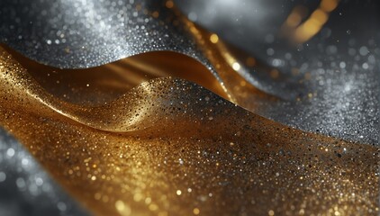 silver golden wave light bright glitter background from Generative AI