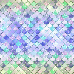 Bokeh Mermaid Digital Paper, Pattern Digital Paper