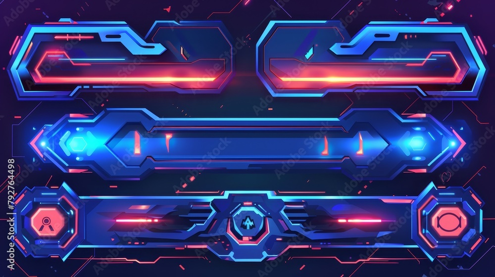 Poster template design for offline and online banner streams. overlay design with neon light frame for broa