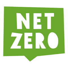 Green speech bubble. Net zero. Vector illustration on white background.