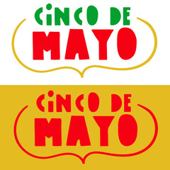 Cinco de Mayo. Badge design Vector illustration on white and yellow backgrounds.