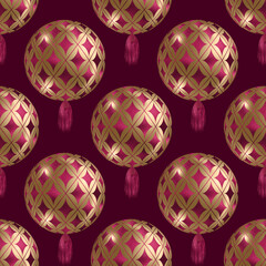 Burgundy and Gold Balloons Digital Paper, Pattern Digital Paper