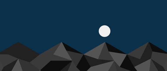 幾何学 抽象 三角形 山 月 夜 レトロ 背景