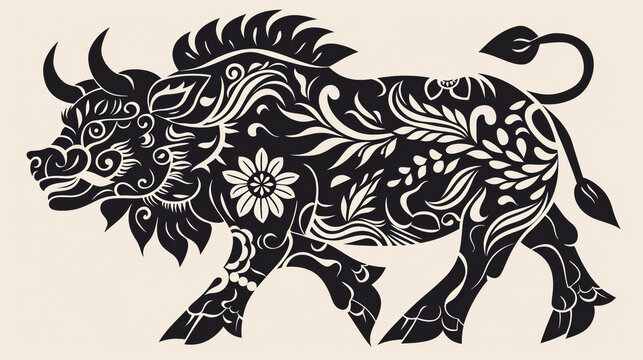 A decorative paper cutout of a traditional animal, symbolizing strength.