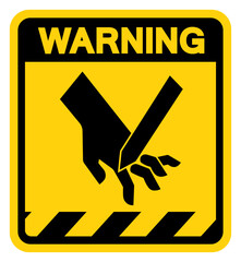 Cutting Of Fingers Angled Blade Warning Sign, Vector Illustration, Isolate On White Background Label .EPS10