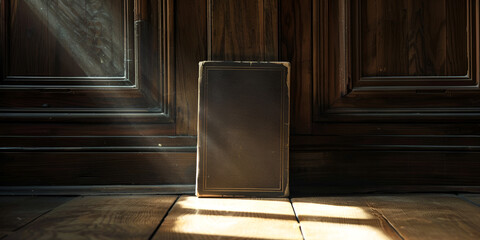 A room with a large door and a large window and sun light comming in on the room through the window.