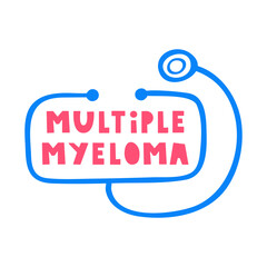 Multiple myeloma.  Stethoscope. Medical concept. Hand drawn illustration on white background.