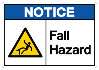 Notice Fall Hazard Symbol, Vector Illustration, Isolate On White Background Label. EPS10