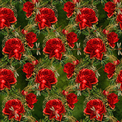 dragonflies and roses, Pattern Digital Paper