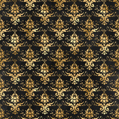  Black and Gold Damask, Pattern Digital Paper