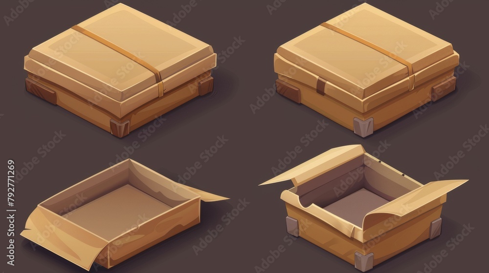 Poster this is a mockup of an empty cardboard delivery box in 3d for an empty packaging store or warehouse.
