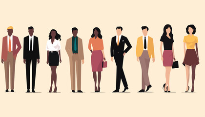 Fototapeta premium Group of business people standing in line. Vector illustration in flat style