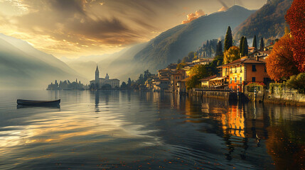 The most beautiful lake on the world Como Lake.  - obrazy, fototapety, plakaty