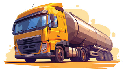 The Sketch of a big fuel truck. 2d flat cartoon vac