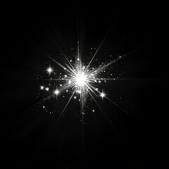 Bright beautiful star of a light effect on black background