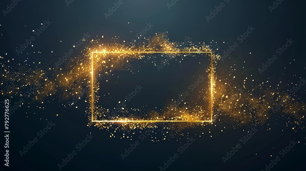 Aufkleber the shimmering golden frame is isolated on a gradient background. for game interfaces or banners, th