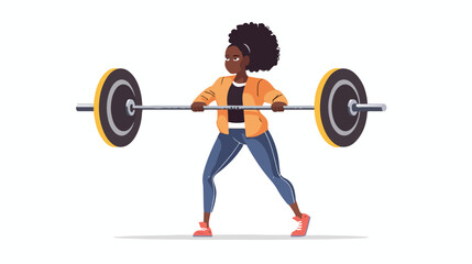Fototapeta na wymiar Afro american woman doing sports exercises