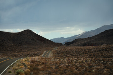 On the road in the Death Valley National Park, California, during summer