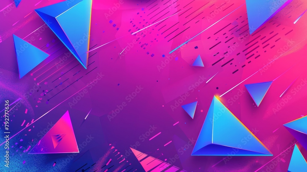 Poster banner template with color triangle pattern in an abstract style.