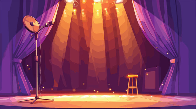Theater stage for stand up show vector illustration