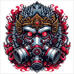 BARONG BALINESE MASK , INDONESIAN CULTURE, VECTOR ILLUSTRATION
