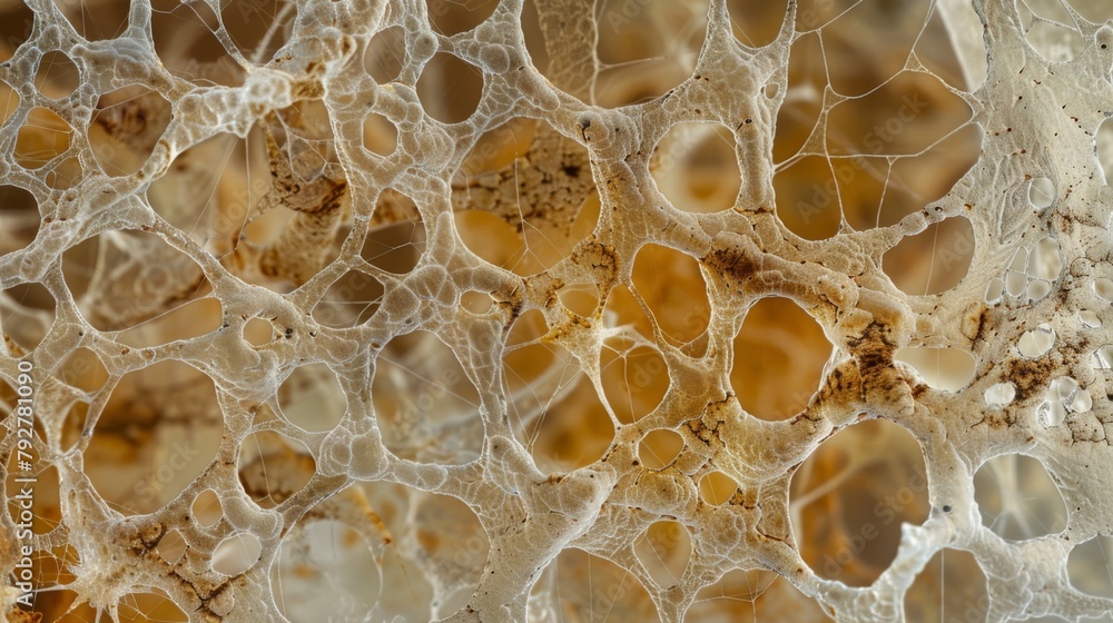 Poster a crosssection of a mycelium network with the hyphae arranged in alternating layers showcasing the i