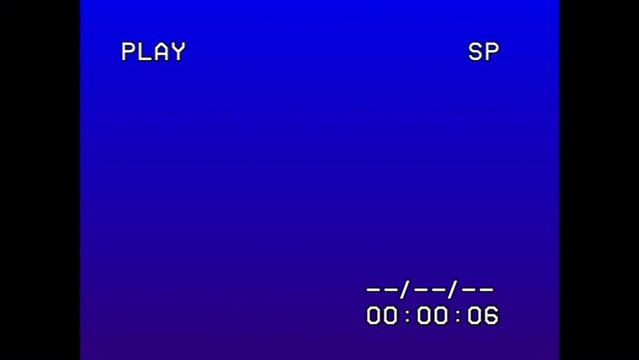 4K footage of the VHS interface with time code for one minute. Interface of an old VCR. Retro TV interface with chromakey