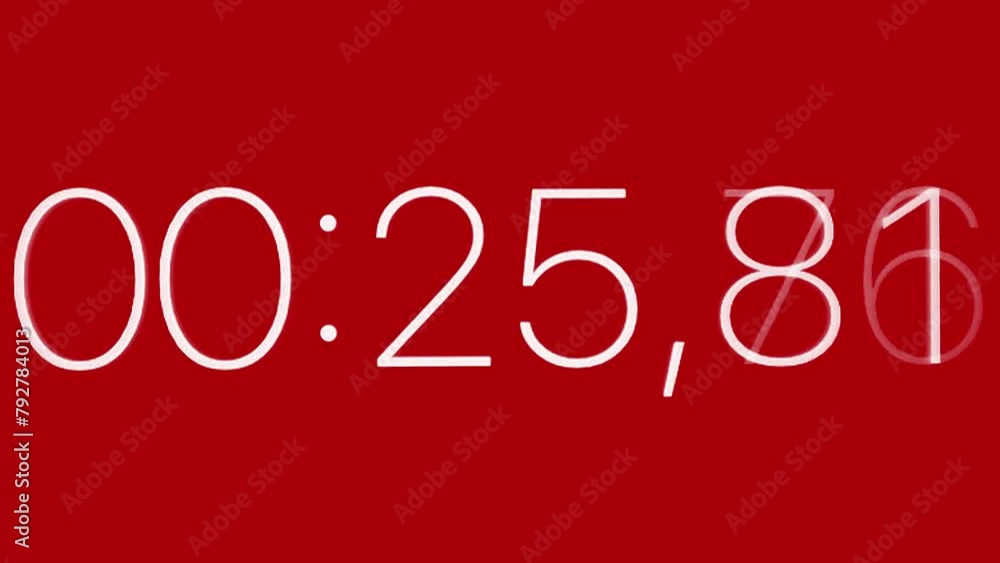 Poster Digital timer display countdown starting from 30 seconds to 0 seconds. Clock with white numbers on red background