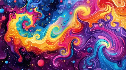 Colorful abstract painting with a trippy, psychedelic vibe.