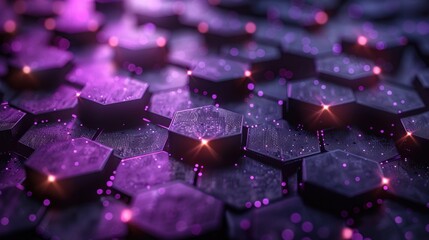 Dark violet hexagonal technology abstract vector background with purple color.