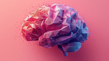 brain low poly color.