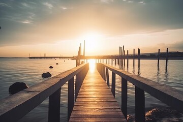 Golden Hour at the Dock by the Sea