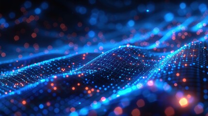 Digital grow chart graph in blue on technological background.