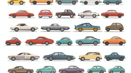 Big set of different models of cars. Vector flat style 